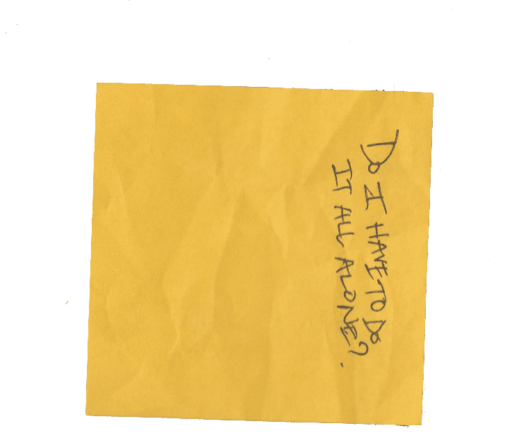 a yellow post it note with writing on it