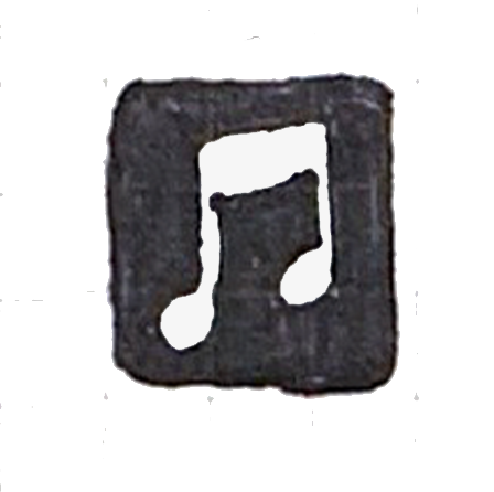 a black square with a music note on it